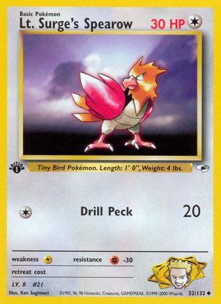 Gym Heroes Lt. Surge's Spearow (52) #052