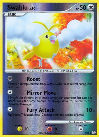 LP Pokemon Shiny SWABLU Card PLATINUM Base Set SH5 Secret Rare Reverse Foil/Holo 