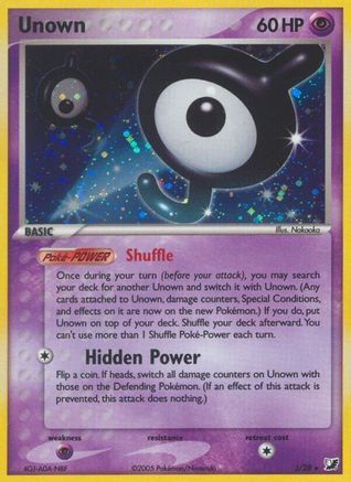 Unown (J) J Unseen Forces Pokémon card