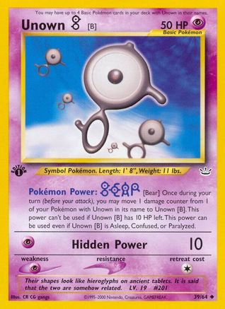 Neo Revelation Unown [B] #39