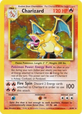 Charizard — Base Set holographic Pokémon card