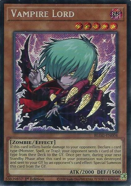 yugioh card vampire lord sgc 8 1st edition dcr Zombie/Effect Level 5 ATK/2000 DEF/1500 Eash time this card inflicts Battle Damage to your opponent Vampire Lord KA-02 Prices |