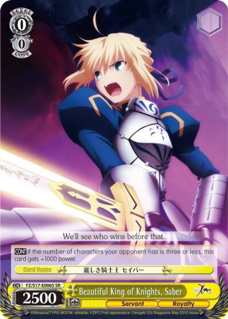 Beautiful King of Knights, Saber (Alternate Art Promo) - Fate/Zero ...