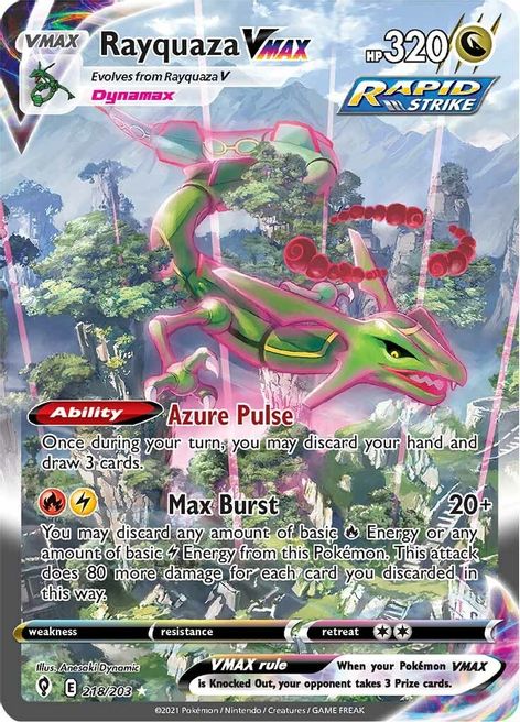 Rayquaza VMAX Alternate Art Secret SWSH07 Evolving Skies Pokemon