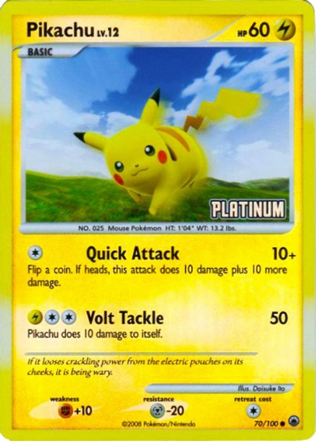 Pikachu - 70/100 [Platinum] - Burger King Promos - Pokemon