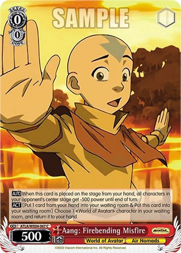 Aang: Firebending Misfire - Avatar: The Last Airbender - Weiss Schwarz